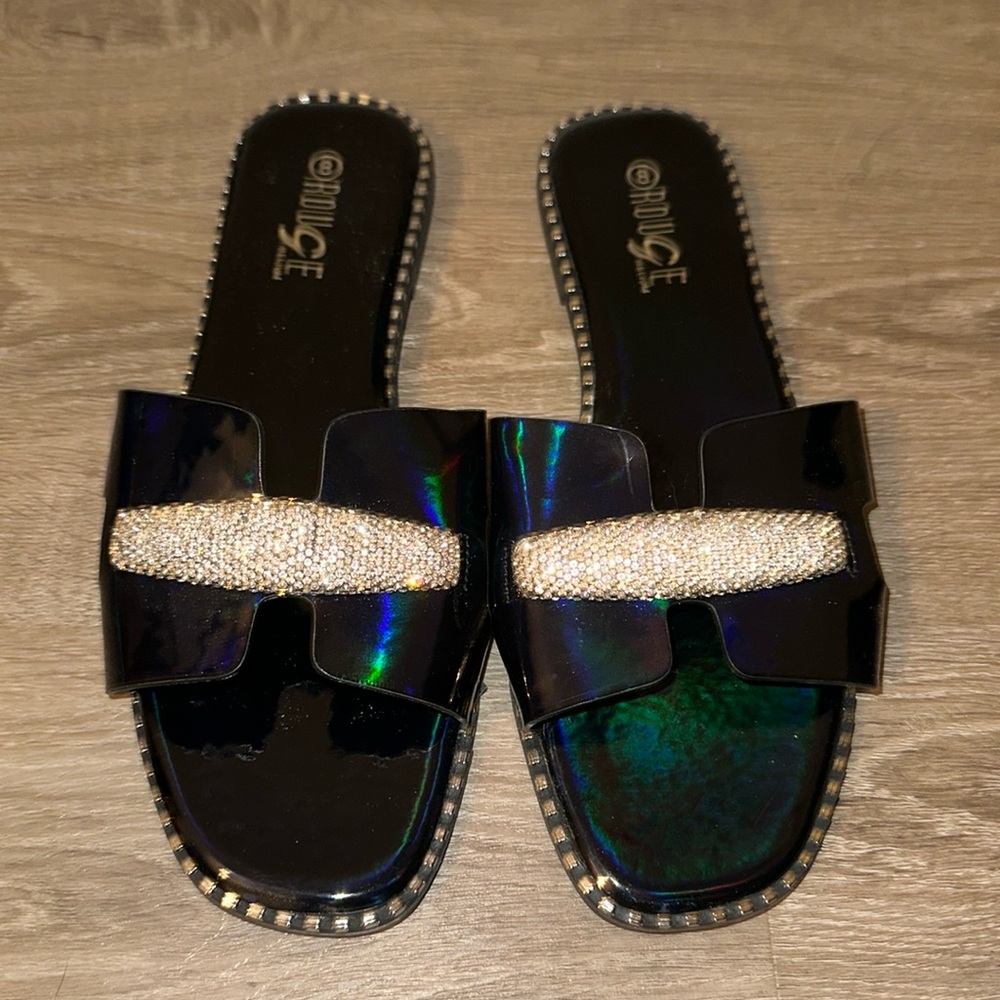 Black and Silver Sandals